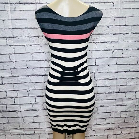 Ted Baker London Womens Black Multi Accordion Striped Knit Bodycon Dress Size 2 - Picture 4 of 8